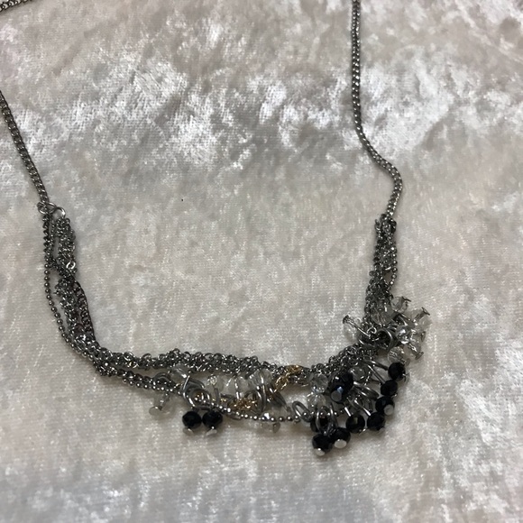 FREE Maurices Silver Beaded Necklace Clear Black Bead EUC Multi Layered Everyday - Picture 3 of 4